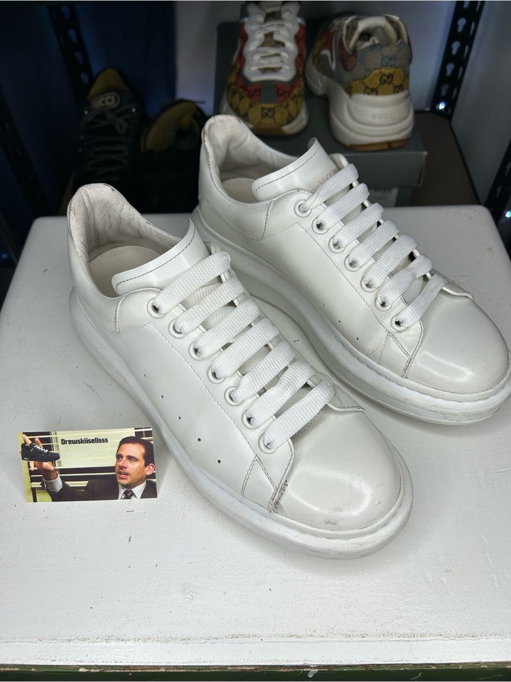 Alexander McQueen's White Oversized leather sneakers size 42 EU / 9 US Men’s